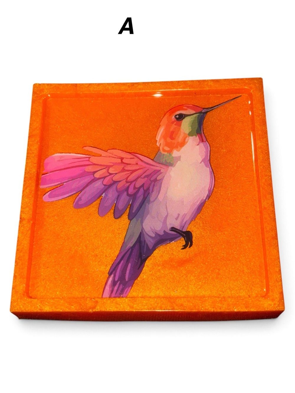 NORE'S NOVELTIES Single Handcrafted Square Coaster “HUMMINGBIRD” Choose A or B